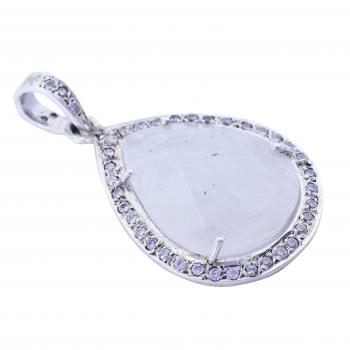 Sterling Silver Pendant  with CZ Stone Seated